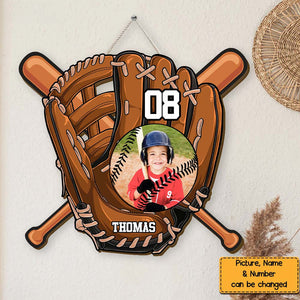 Gift For Grandson For Baseball Boy Upload Photo Wood Sign