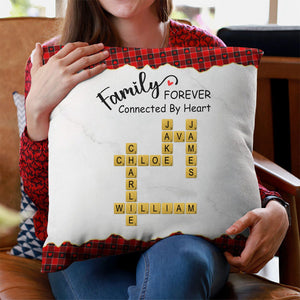 Family Connected By Heart Scrabble Name - Personalized Pillow