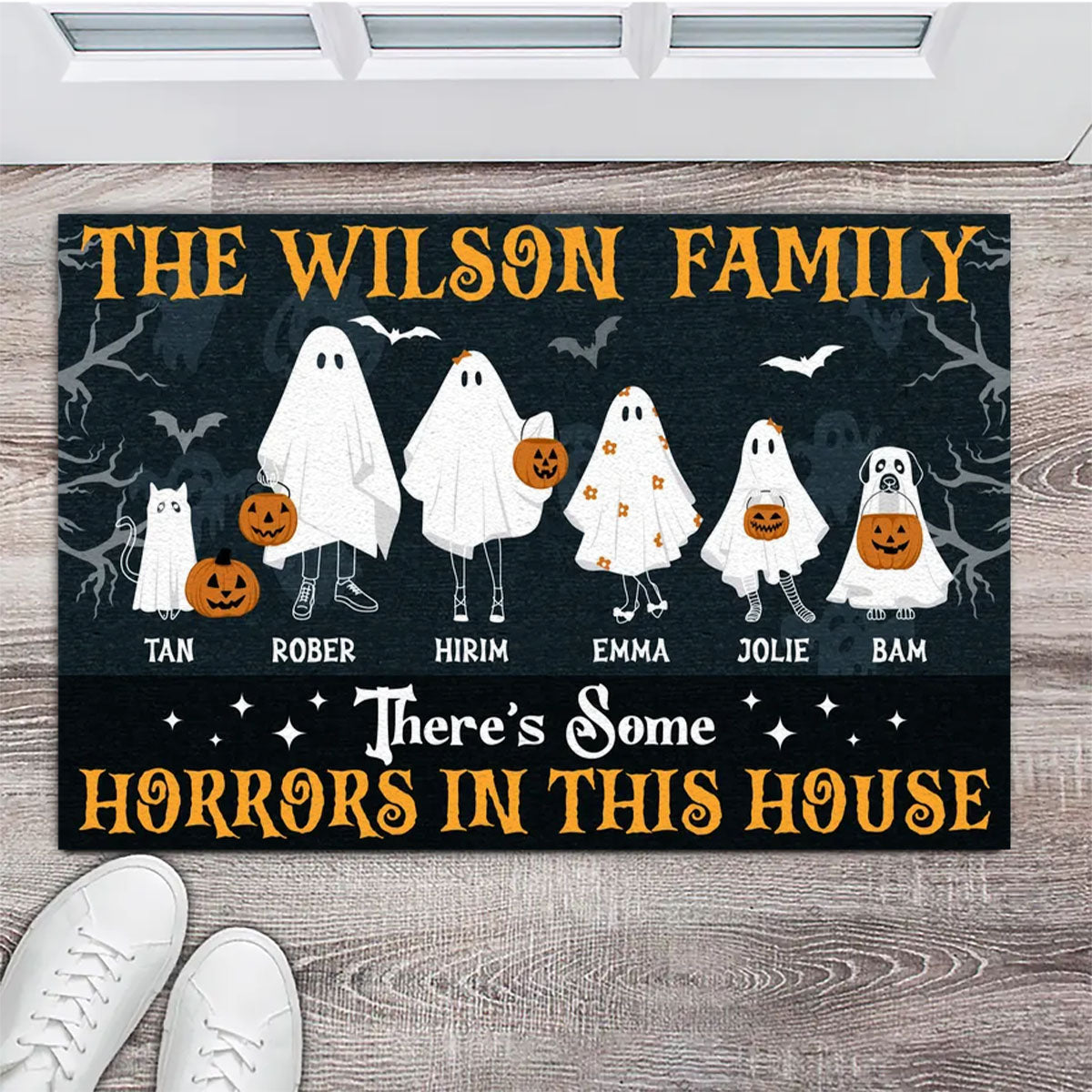 Halloween Family Horrors In This House - Personalized Doormat