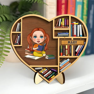 Gift Idea for Reading Book Lover/ Bookself - Personalized 2-Layered Wooden Plaque With Stand