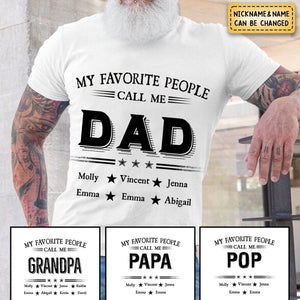 Personalized My Favorite People Call Me Papa With Kids Pure Cotton T-Shirt