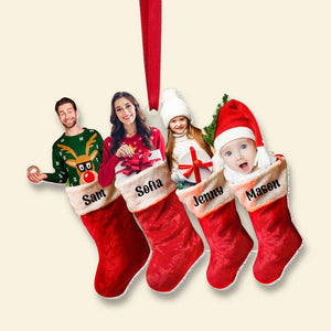 Custom Photo Gifts For Family Personalized Acrylic Christmas Stocking Ornament