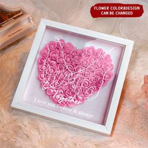 Personalized I Love You Forever & Always - Couple  Flower Shadow Box