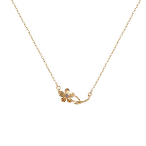 Birth Flower Necklace - Dainty Horizontal Flower Charm