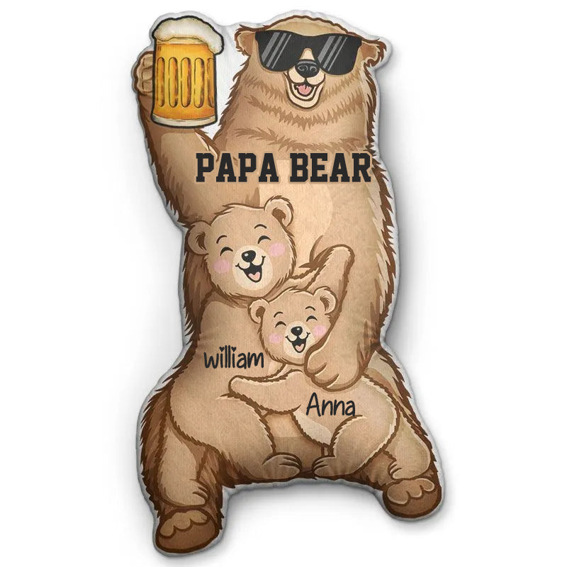 Papa Bear - Gift For Fathers - Personalized Custom Shaped Pillow