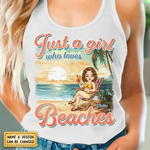 Just A Girl Who Love Summer -Personalized Custom Racer Back Tank Top - Gift For Best Friends, BFF, Sisters