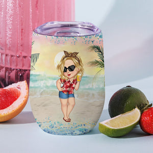 Best Summer Beach Vacation Monogram - Personalized Wine Tumbler