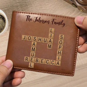 Personalized Family Crossword Genuine Premium Leather Card Wallet