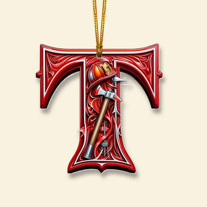 Firefighter Ornament- Personalized Alphabet Letter Gifts With Firefighter Lovers