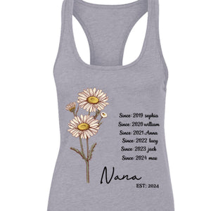 Personalized Custom Grandma Est And Birth Flower Tank top