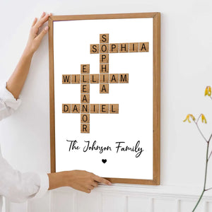 Family Crossword Art - Created In A Moment, Treasured Forever Personalized Poster