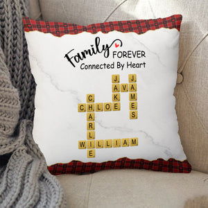 Family Connected By Heart Scrabble Name - Personalized Pillow