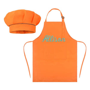 Personalized Embroidery Color Apron and Hat Set for Kid