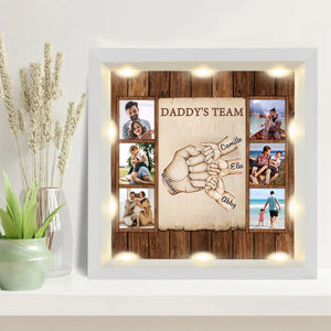 Personalized Light Shadow Box - Daddy’s Team Fist Bump Dad Gifts