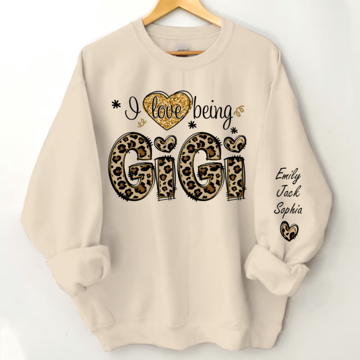 Personalized I Love Being Gigi Grandma Leopard Sweatshirt