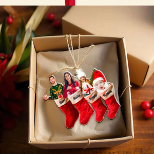 Custom Photo Gifts For Family Personalized Acrylic Christmas Stocking Ornament