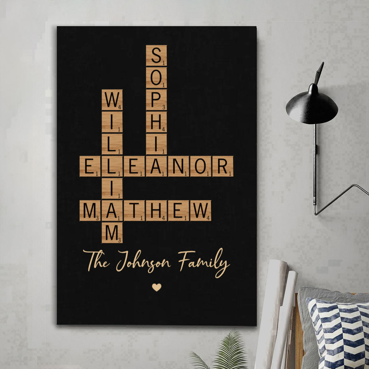 Family Crossword Art - Created In A Moment, Treasured Forever Personalized Poster