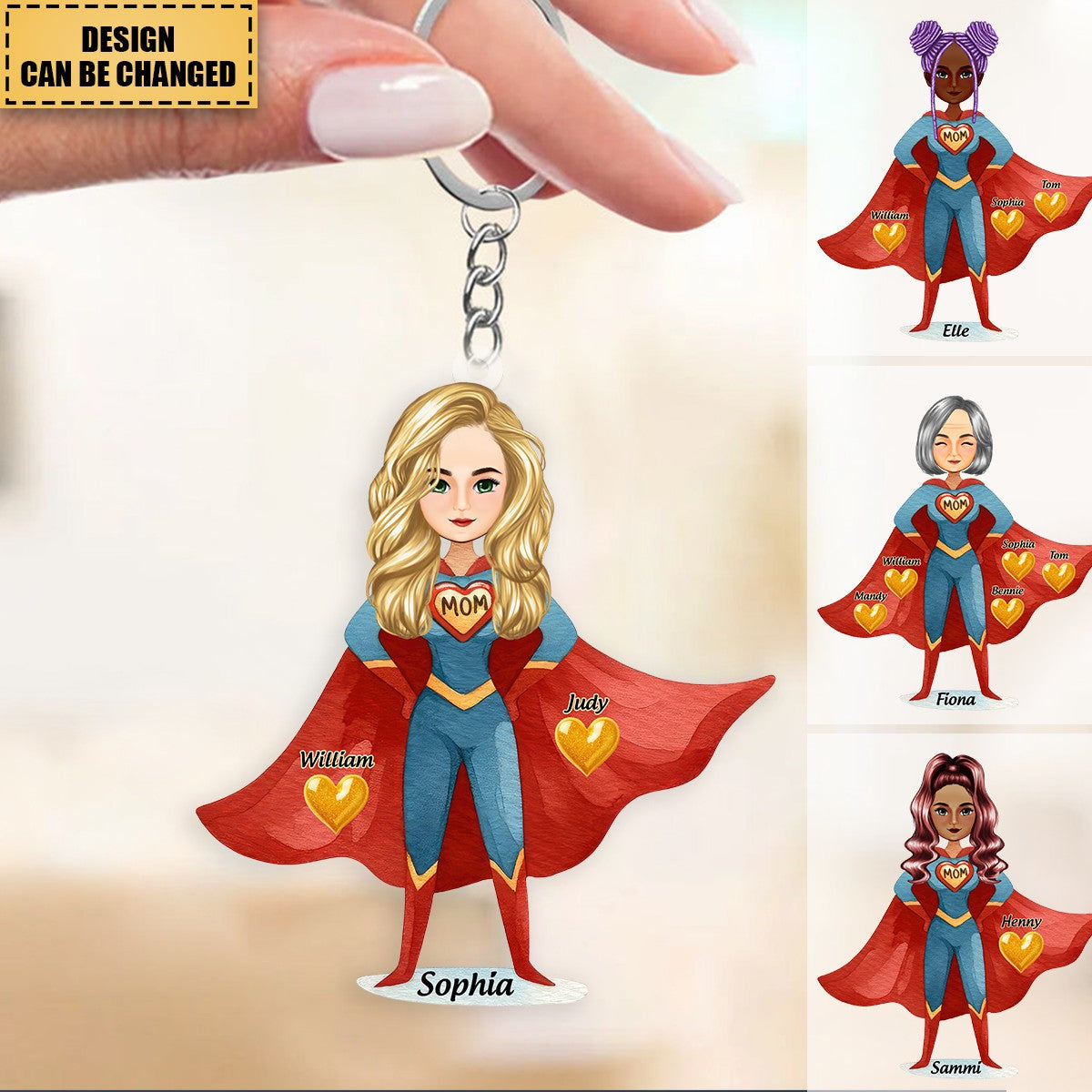 Personalized Design Supermom Acrylic Keychain Gift For Mom