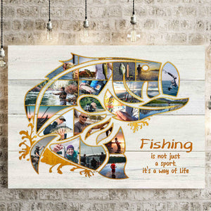 Personalized Fishing Collage Poster Canvas, Bass Fishing Wall Art, Unique Gifts For Fishermen