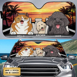 The Journey Of Life Is Sweeter When Traveled With A Dog - Dog & Cat Personalized Windshield Sunshade, Car Window Protector