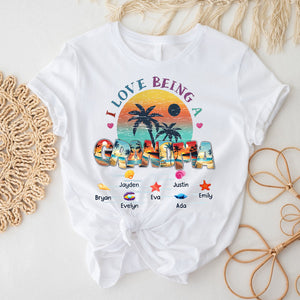 Personalized Gift For Grandma Beach Summer Vacation I Love Being A Grandma T-shirt