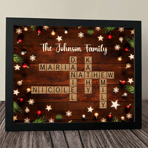 Family Christmas Decor Crossword Puzzle Art Personalized Frame