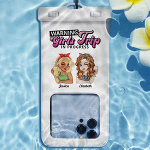 Personalized Waterproof Phone Pouch - Girls Trip Cheaper Than Therapy Summer Beach