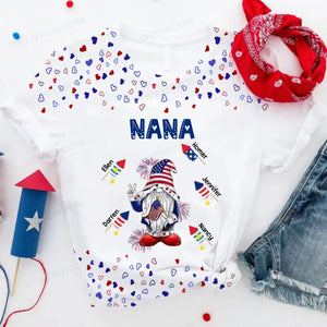 Grandma Mom Nana Firecrackers Kids 4th July Personalized T-shirt