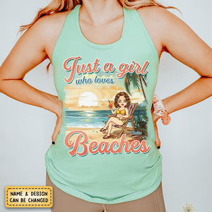 Just A Girl Who Love Summer -Personalized Custom Racer Back Tank Top - Gift For Best Friends, BFF, Sisters