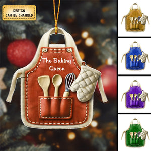 Cute Christmas Holiday Pastry Chef Bakers Apron Personalized Ornament