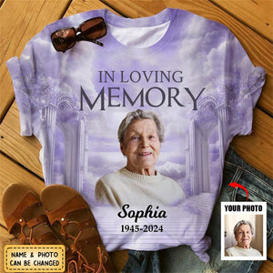 Memorial Upload Photo Heaven Gate Sky, In Loving Memory Personalized 3D T-shirt