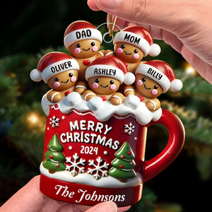 Cookie Family In Hot Cocoa Christmas Personalized Acrylic Ornament