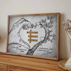 Heart Hand Tree Family Crossword Puzzle Personalized Canvas/Poster