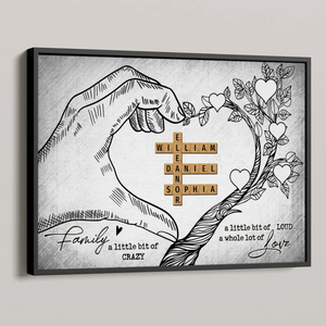 Heart Hand Tree Family Crossword Puzzle Personalized Canvas/Poster