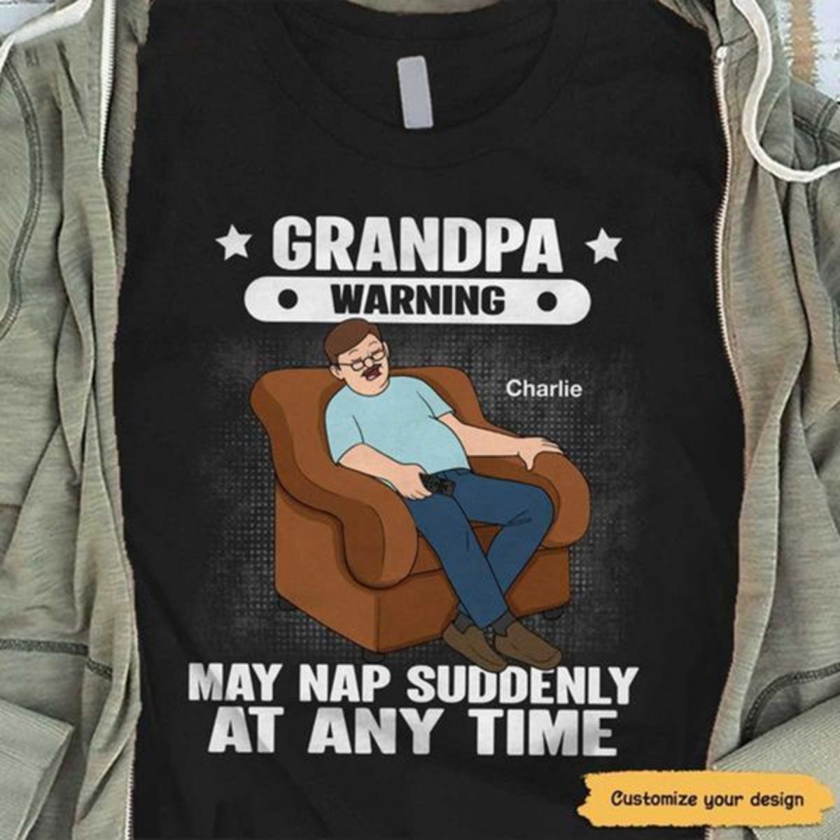 Grandpadad Warning May Nap Suddenly At Any Time Personalized Pure Cot Lovem Oom 8144