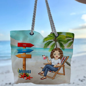 Summer Beach Signpost Grandma - Personalized Beach Bag