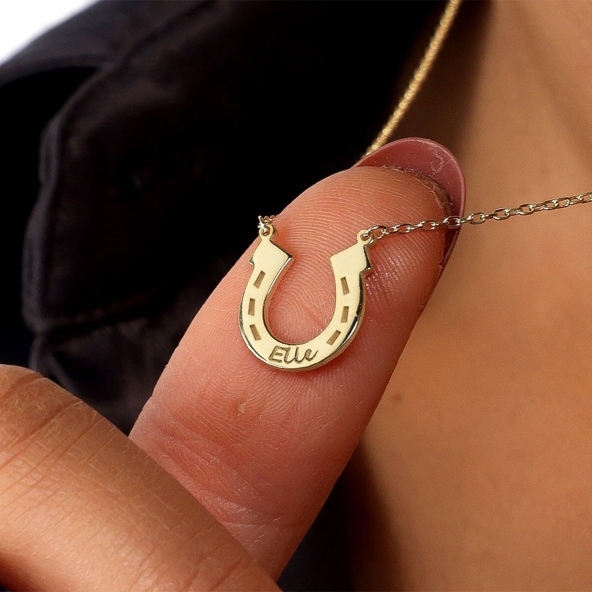 Personalized Horseshoe Name Necklace