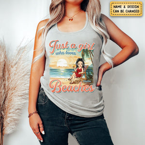 Just A Girl Who Love Summer -Personalized Custom Racer Back Tank Top - Gift For Best Friends, BFF, Sisters