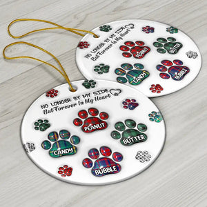 Memorial Dog Cat You Left Paw Prints On My Heart, Personalized Circle Ceramic Ornament