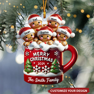 Cookie Family In Hot Cocoa Christmas Personalized Acrylic Ornament