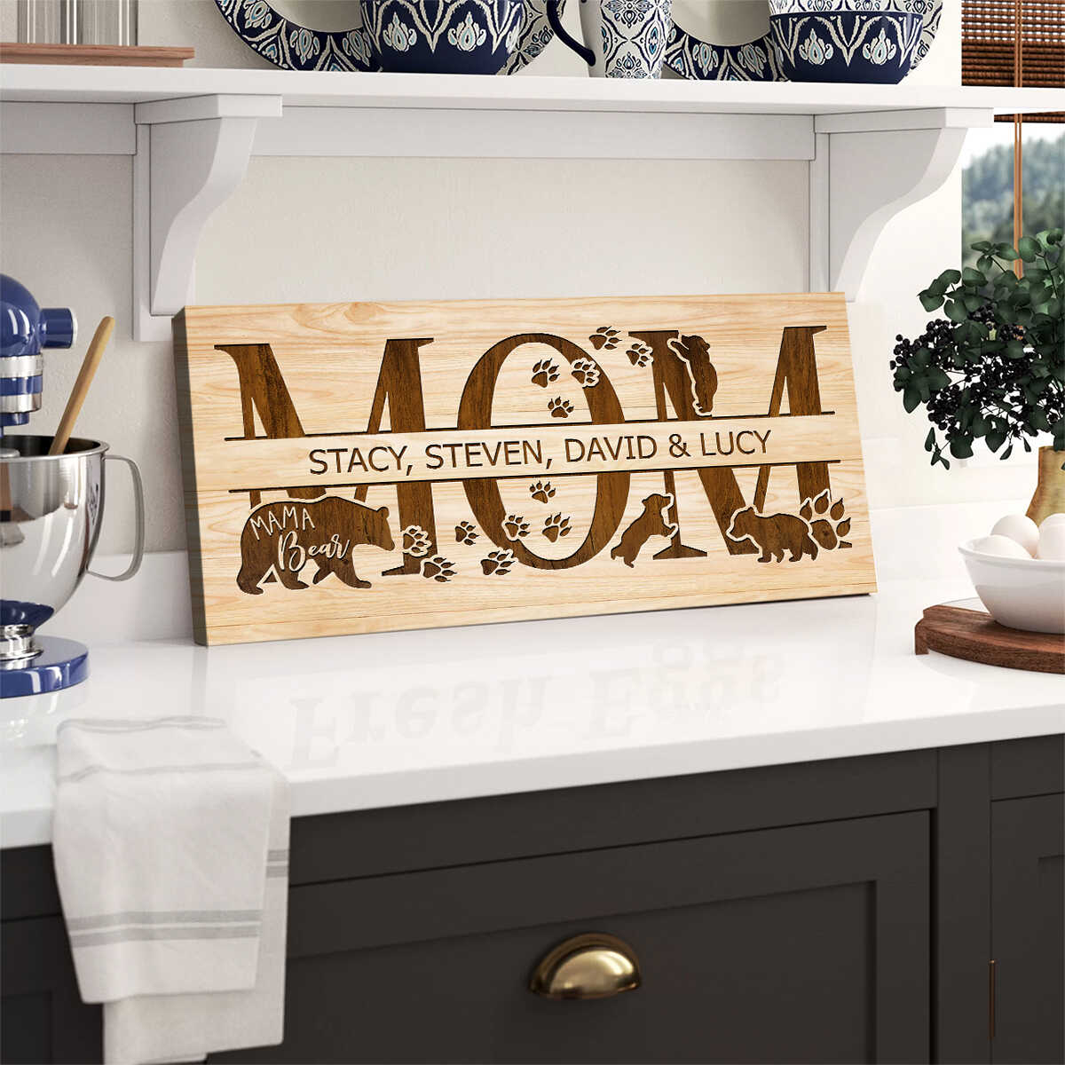 Mom Gift from Daughter, Son, Mom Sign Personalized Canvas with Kid’s Names