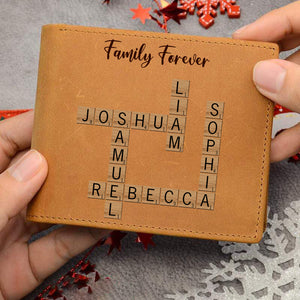 Personalized Family Crossword Genuine Premium Leather Card Wallet