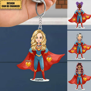 Personalized Design Supermom Acrylic Keychain Gift For Mom