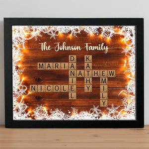 Family Christmas Decor Crossword Puzzle Art Personalized Frame