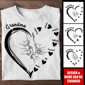 Personalized Mama And Kid Hands Heart Pure cotton T-shirt