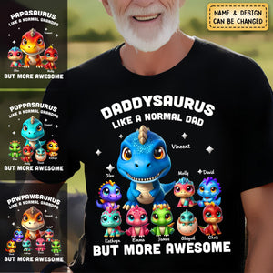 Daddysaurus Grandpasaurus 3D Dinosaurs Personalized Pure Cotton T-Shirt