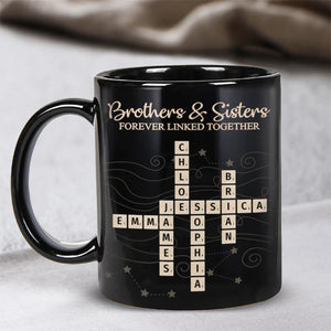 Brothers & Sisters Forever Linked Together Crossword Puzzle Art Personalized Mug