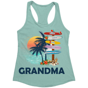 Personalized Grandma Surfboards Summer Vacation Tank Top