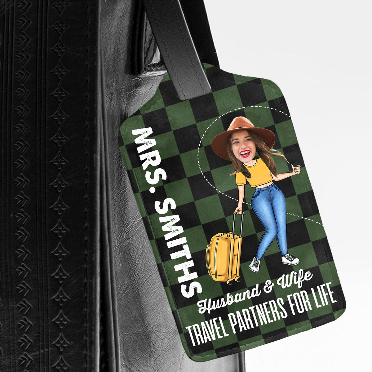Family - Husband & Wife Travel Partners For Life - Personalized Luggage Tag