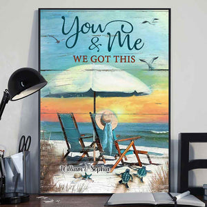 Personalized You And Me Turtle Beach Couple Poster Canvas Print
